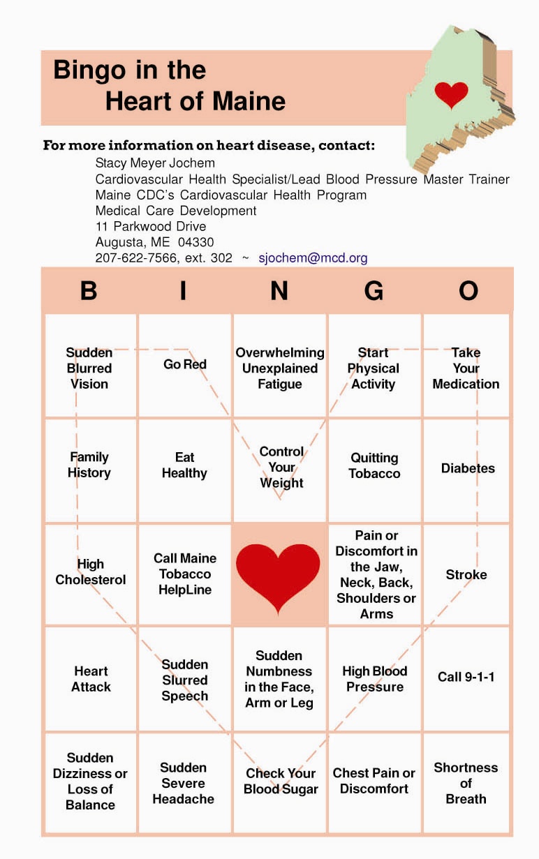 Heart Healthy Bingo Card